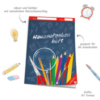 Hausaufgabenheft Grundschule Tafel blau