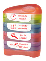 Siebdruck-Stempel "Perpetuum", 4 in 1, "Verspätete Abgabe"