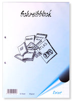 Schreibblock A4, 50 Blatt, 80g/qm, 2-fach gelocht