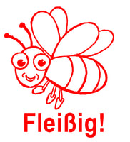 Siebdruck-Stempel "Perpetuum", Biene "Fleißig!"