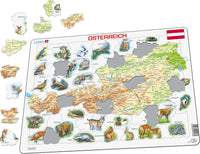 Larsen Puzzle Österreich (topographische Karte) mit Tiermotiven 72-tlg.