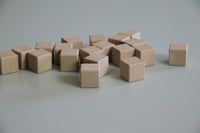 Würfel natur aus Re-Wood® 150 teilig im Baumwollbeutel