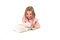 Farbige Würfel aus Re-Wood® 150 teilig im Baumwollbeutel