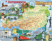 Larsen Puzzle Österreich (topographische Karte) mit typischen Motiven des Landes 72-tlg.