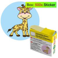 Belobigungs-Aufkleber "Giraffe" in Spender-Box, 500 Stück