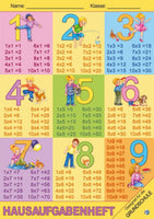 Hausaufgabenheft 1x1, A5 mit farbig hinterlegten Wochentagen