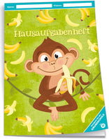Hausaufgabenheft Affe, 96 Seiten, A5 mit farbigen Wochentagen