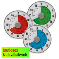 TimeTEX Zeitdauer-Uhr "lautlos" L, mit blauer Scheibe, 19 cm ø