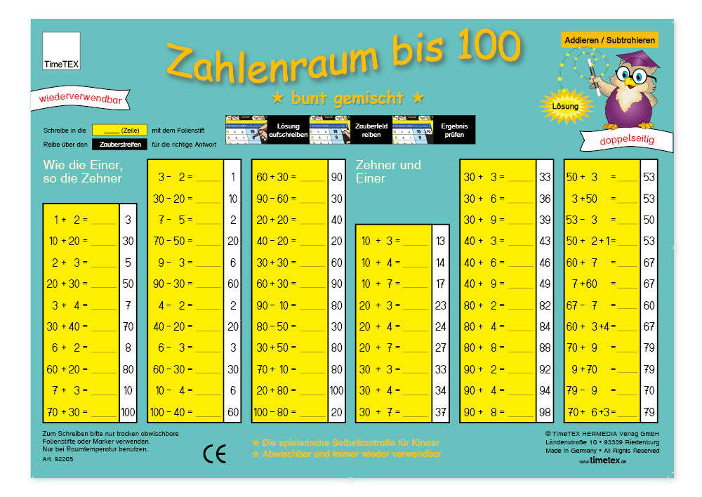 Zaubertafel Plus und Minus ZR bis 100 | Handelsagentur Sieboldt