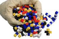 1.000 Steckwürfel 5-farbig aus RE-Plastic® im Baumwollbeutel