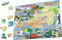 Larsen Puzzle Österreich (topographische Karte) mit typischen Motiven des Landes 72-tlg.