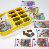 Euro - Geldkoffer + Einsatz 130 Scheine / 160 Münzen Spielgeld Münzgeld