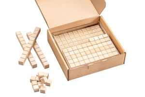 Hunderterkastensatz 10 x 10 cm (29 Teile) aus RE-Wood® in einer Kunststoffbox