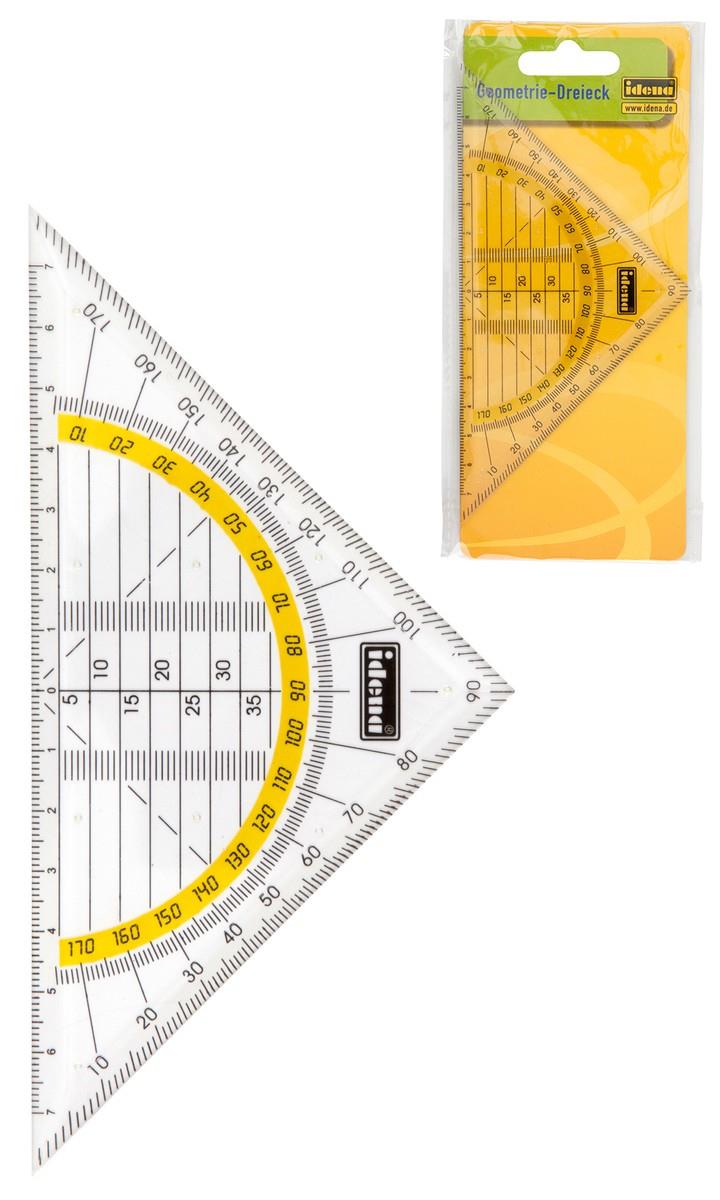 Idena Geo-Dreieck Geometrie Schullineal, transparent 14 cm Skala