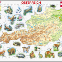 Larsen Puzzle Österreich (topographische Karte) mit Tiermotiven 72-tlg.