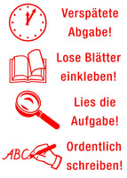 Siebdruck-Stempel "Perpetuum", 4 in 1, "Verspätete Abgabe"
