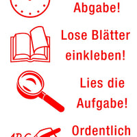 Siebdruck-Stempel "Perpetuum", 4 in 1, "Verspätete Abgabe"