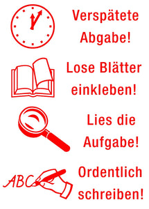Siebdruck-Stempel "Perpetuum", 4 in 1, "Verspätete Abgabe"