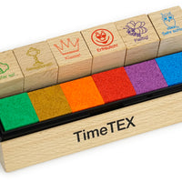 Set Holz Lehrer-Stempel 6-tlg. 'Motivation', versch. Farben