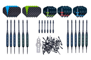 Longfield Steel/Soft Tip Dart Set mit 12 Pfeilen und Zubehör