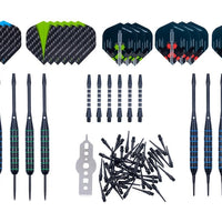 Longfield Steel/Soft Tip Dart Set mit 12 Pfeilen und Zubehör
