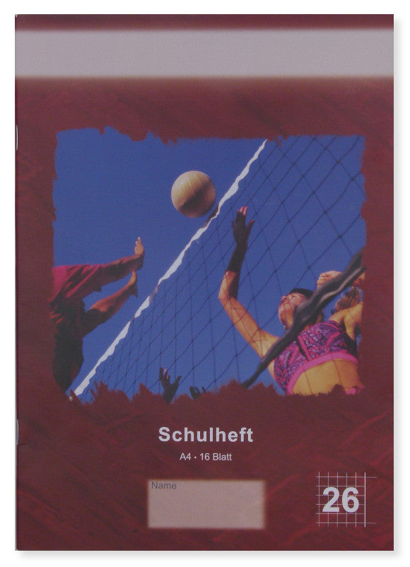 Schulheft A4, 16 Blatt Linatur 26, kariert mit Rand