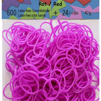 Rainbow Loom Latex-freie Gummibänder Silicone Neon lila Inh.: 300 Bänder 100 % Silikon + 12 C-Clips