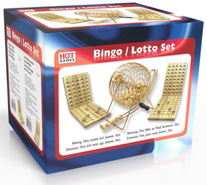 Bingospiel Metall 24 cm. Brett+75 Bälle Holz