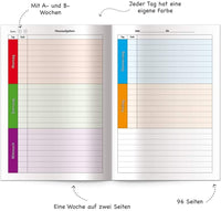 Hausaufgabenheft Monster, 96 Seiten, A5 mit farbigen Wochentagen
