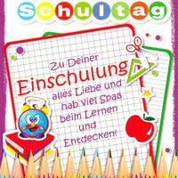 Glückwunschkarte Schulanfang mit Umschlag - Motiv Einschulung