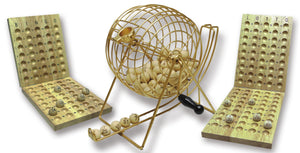 Bingospiel Metall 24 cm. Brett+75 Bälle Holz