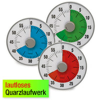 TimeTEX Zeitdauer-Uhr "lautlos" L, mit roter Scheibe, 19 cm ø
