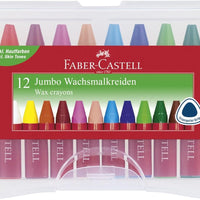 FABER-CASTELL Dreikant-Wachsmalkreide Jumbo, 12er Etui