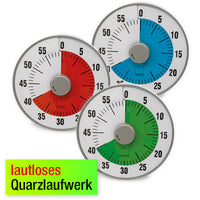 TimeTEX Zeitdauer-Uhr "lautlos" L, mit grüner Scheibe, 19 cm ø
