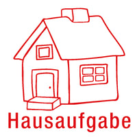 Siebdruck-Stempel "Perpetuum", "Hausaufgaben-Haus"
