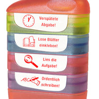 Siebdruck-Stempel "Perpetuum", 4 in 1, "Verspätete Abgabe"