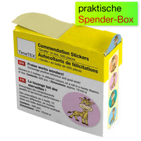 Belobigungs-Aufkleber "Giraffe" in Spender-Box, 500 Stück

