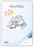 Schreibblock A4, 50 Blatt, 80g/qm, 2-fach gelocht
