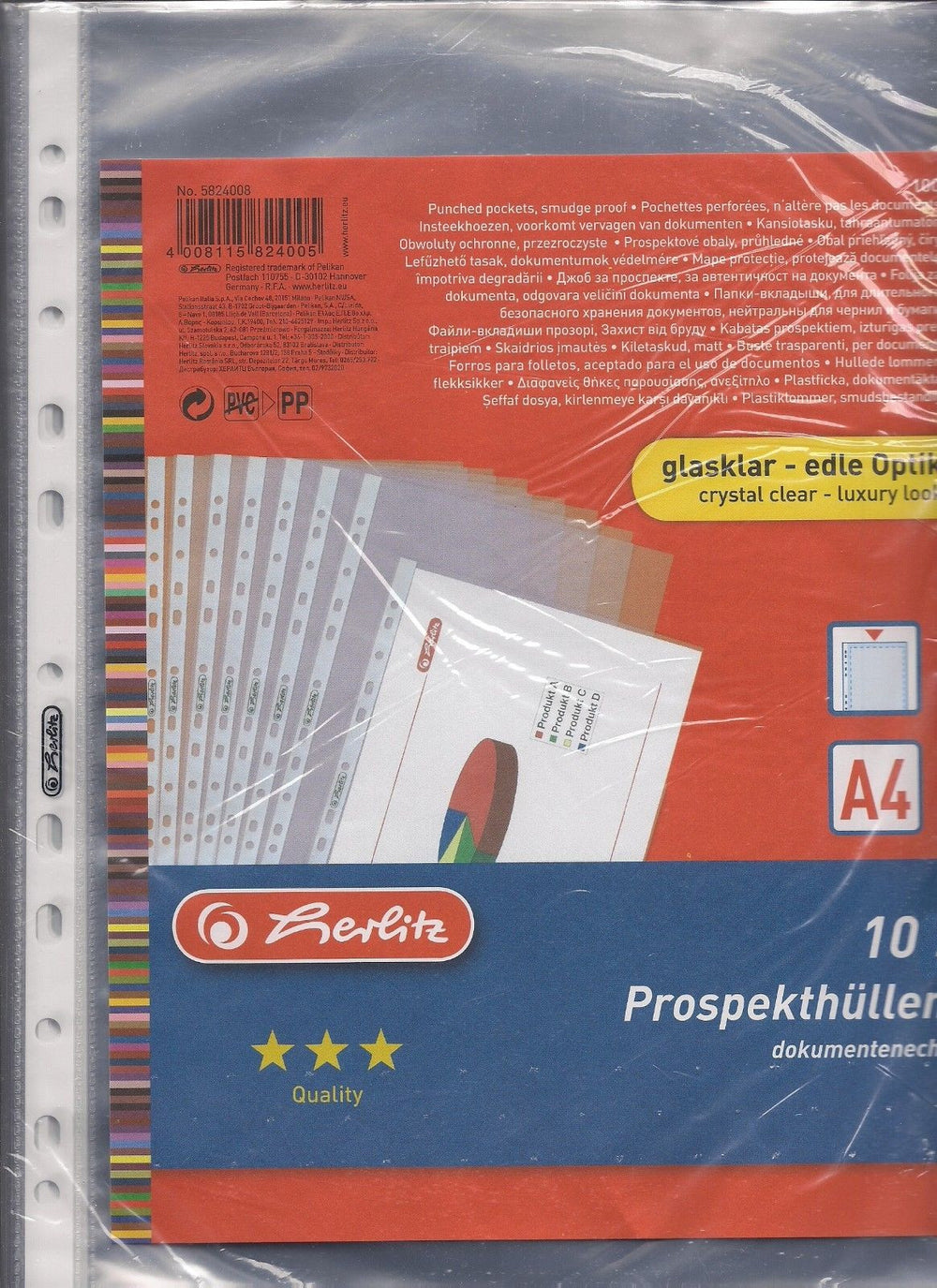 10 Prospekthüllen Herlitz , A4  genarbt