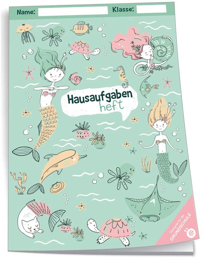 Hausaufgabenheft Meerjungfrau, 96 Seiten, A5 mit farbigen Wochentagen