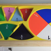Runde Bruchrechenteile magn. 12 Unterteilung 30 cm  Dm. im Holzkasten