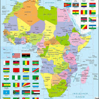 Larsen Puzzle Afrika (politische Karte), mit Flaggen am Rand 70-tlg.
