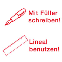 Siebdruck-Stempel "Perpetuum", 4 in 1, "Auf saubere Heftführung..."