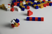 1.000 Steckwürfel 5-farbig aus RE-Plastic® im Baumwollbeutel
