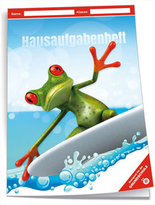 Hausaufgabenheft Frosch, 96 Seiten, A5 mit farbigen Wochentagen