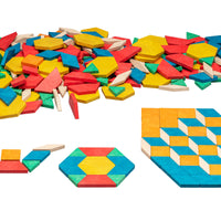 Pattern Blocks, 250 Teile aus RE-Wood®, im Karton