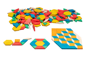 Pattern Blocks, 250 Teile aus RE-Wood®, im Karton