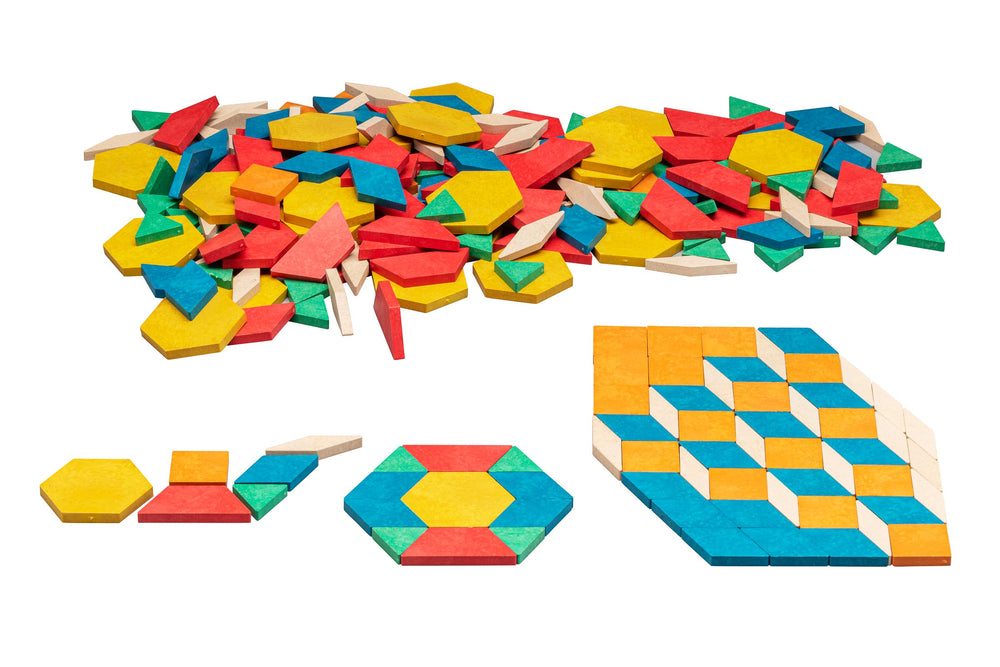 Pattern Blocks, 250 Teile aus RE-Wood®, im Karton