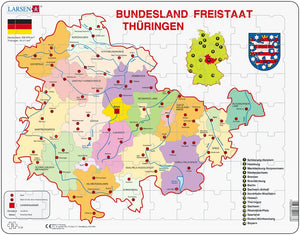 Larsen Puzzle Freistaat Thüringen (politische Karte) 70-tlg.