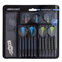 Longfield Steel Tip Dart Set mit 12 Pfeilen und Zubehör